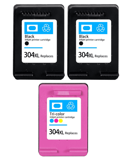 TiskajPoceni Kompatibilne PREMIUM kartuše Hp 304XL barvna in 2x črna komplet XL 2x več polnila (black/700 strani color/700 strani) za Hp 2620, 2630, 2632, 2633, 2634, 3720, 3730, 3732, 3732, 3733, 3735