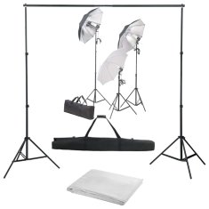 Vidaxl Fotografski studijski komplet s svetilkami in ozadjem