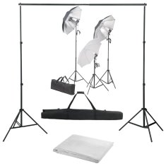 Vidaxl Fotografski studijski komplet s svetilkami in ozadjem