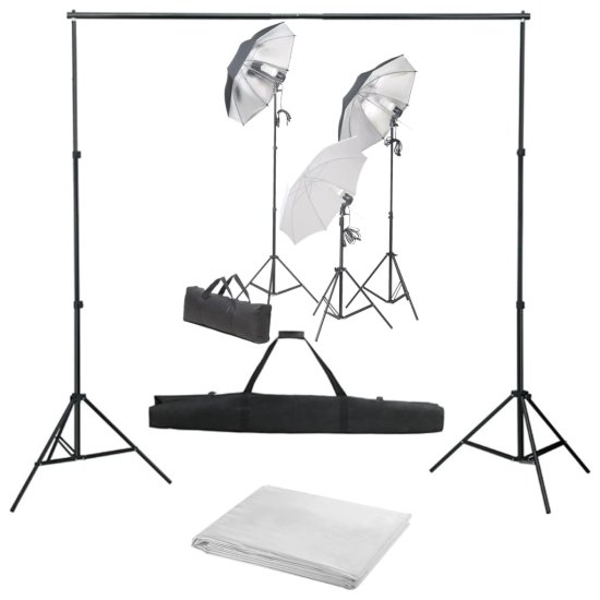 Vidaxl Fotografski studijski komplet s svetilkami in ozadjem