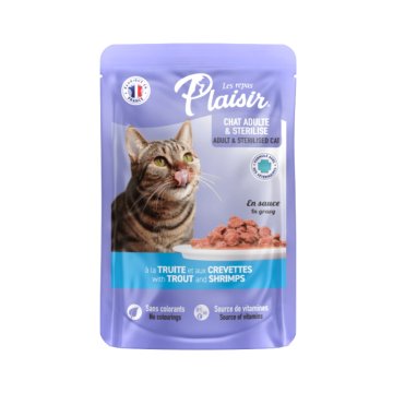 Plaisir Cat postrv in kozice, kapsula 100 g