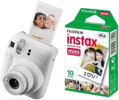 FujiFilm Mini 12 fotoaparat, bel + Instax Mini Film