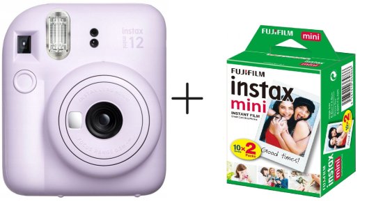 FujiFilm Mini 12 fotoaparat, Lilac vijolična + Instax Mini Film 20 kos