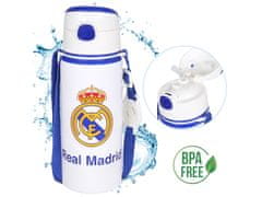 FC Real Madrid Real Madrid Aluminijasta TERMALNA STEKLENICA, ustnik, STEKLENIČKA ZA VODO z naramnico 600ml 