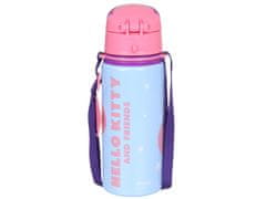 HELLO KITTY Hello Kitty Aluminijasta TERMALNA STEKLENICA, ustnik, STEKLENIČKA ZA VODO z naramnico, za deklice 600ml