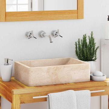 Vidaxl vidaXL Umivalnik, 45x30x12 cm, marmor, krem visok sijaj