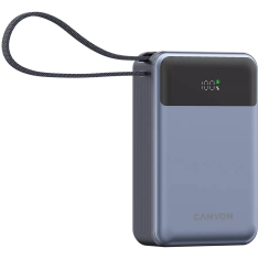 Canyon OnPower 600 powerbank, vgrajen kabel, 20.000 mAh, temno siv (CNS-CPB600DG)