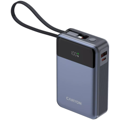 Canyon OnPower 600 powerbank, vgrajen kabel, 20.000 mAh, temno siv (CNS-CPB600DG)