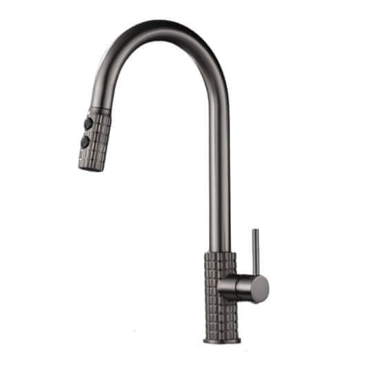 slomart Kuhinjska armatura, pipa TARU PRO gun metal – eleganten dizajn in funkcionalnost za vsako kuhinjo z izjemno praktičnostjo in vzdržljivostjo.