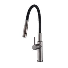 slomart Kuhinjska armatura, pipa FULL NEW gun metal barva z obratno šobo, enoročnim mehanizmom in visokokakovostno keramično glavo.