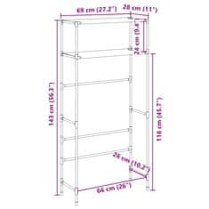 Vidaxl 2-nadstropni regal za nad pralni stroj siv 69x28x143 cm železo