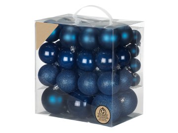 LAALU.cz Komplet 54 okraskov: okrogli okraski temno modra mešanica 4-8 cm