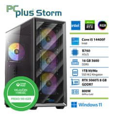 PCplus Storm namizni računalnik, i5-14400F, 16GB, SSD 1TB, RTX5060Ti, W11H + Xbox GP