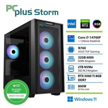 PCplus Storm namizni računalnik, i7-14700F, 32GB, SSD2TB, RTX5060Ti, W11H