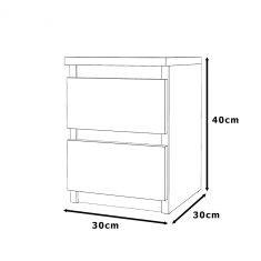 shumee Nočna omarica 30 CM 2S Hrast Wotan Beton Nočna omarica Spalnica