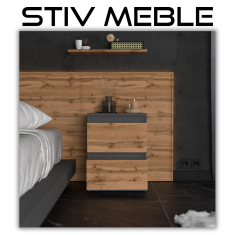 shumee LOFT NOČNA OMARICA 40 CM MAT SIVI HRAST WOTAN VELIKA NOČNA OMARICA ZA SPALNICO