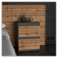 shumee LOFT NOČNA OMARICA 40 CM MAT SIVI HRAST WOTAN VELIKA NOČNA OMARICA ZA SPALNICO