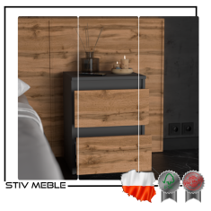 shumee LOFT NOČNA OMARICA 40 CM MAT SIVI HRAST WOTAN VELIKA NOČNA OMARICA ZA SPALNICO