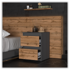 shumee LOFT NOČNA OMARICA 40 CM MAT SIVI HRAST WOTAN VELIKA NOČNA OMARICA ZA SPALNICO