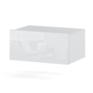 shumee Viseča nočna omarica, bela, sijajna, 45 cm, 1S, nočna omarica za spalnico