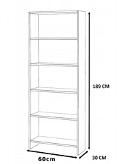 shumee Bela pisarniška knjižna omara 60 CM 5 polic Polica za igrače Loft