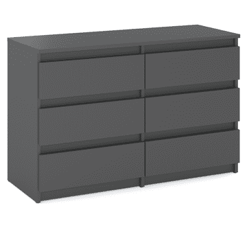 shumee Komoda za dnevno sobo TV omarica 100 CM 6 predalov mat siva omarica