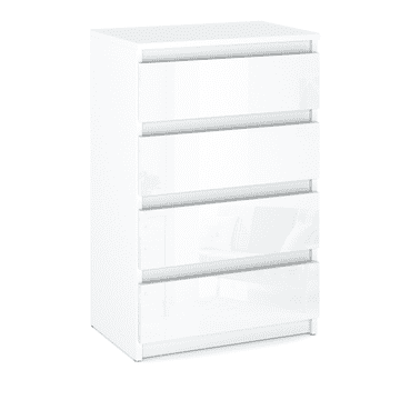 shumee Sijajna bela komoda s 4 predali, 60 cm, TV omarica, dnevna soba, spalnica