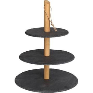 EXCELLENT Excellent KO-210000280 Polica za sadje, sladkarije in makrone les/skrilavec 36 cm