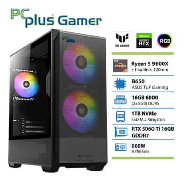 PCplus Gamer namizni računalnik, R5-9600X, 16GB, SSD1TB, RTX5060Ti, FreeDOS