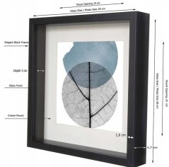 shumee Okvir BOX črn 3D globine 30x30 cm za fotografije