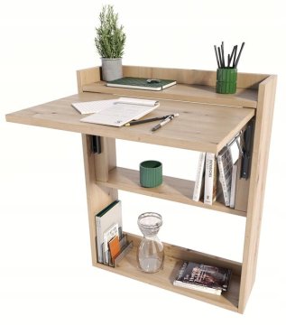 shumee Zložljiva stenska pisalna miza Artisan z omarico, polico in knjižno polico