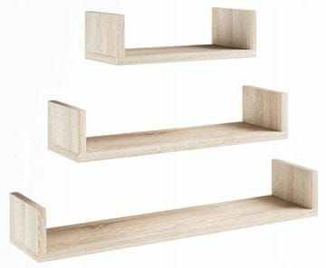 shumee Viseča polica EX3 VELIKA sonoma 3 kosi. police