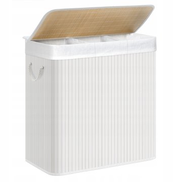 shumee Samostoječa košara za perilo, bel bambus, tridelna, 150 l VAS