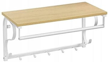 shumee Viseča polica stenski stojalo za oblačila hrast-bela