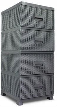 shumee Komoda K9450 s sivimi policami iz ratana, kopalnica