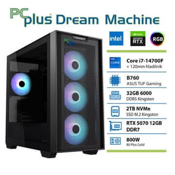 PCplus Dream Machine namizni računalnik, i7-14700F, 32GB, SSD2TB, RTX5070, FreeDOS