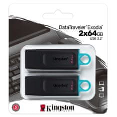 Kingston DataTraveler Exodia 64GB USB 3.2 Gen1 (DTX/64GB-2P), dvojno pakiranje, USB ključ