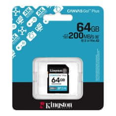 Kingston Canvas Go! Plus SD 64GB Class10 UHS-I U3, V30, 4K UHD (SDG4/64GB) spominska kartica