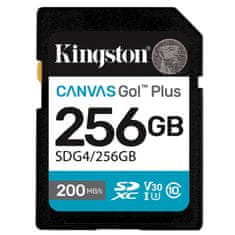 Kingston Canvas Go! Plus SD 256GB Class 10 UHS-I U3 V30 (SDG4/256GB) spominska kartica