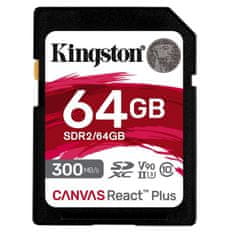 Kingston Canvas React Plus SD 64GB Class10 UHS-II (SDR2/64GB) spominska kartica
