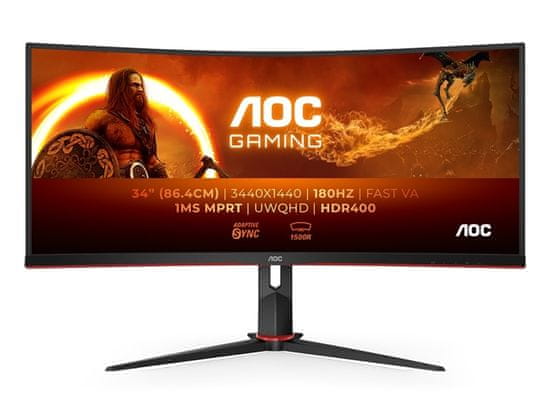 AOC CU34G2XP/BK 34" VA UWQHD 180Hz ukrivljen gaming monitor