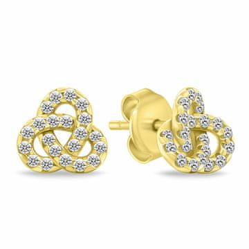 Brilio Silver Pozlačeni uhani Vozliček s kubičnim cirkonom EA1172Y