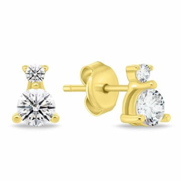 Brilio Silver Minimalistični pozlačeni uhani s cirkoni EA1175Y