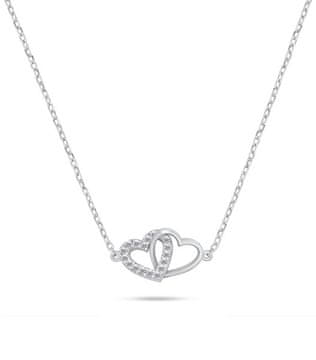 Brilio Silver Srebrna ogrlica Prepletena srca NCL204W