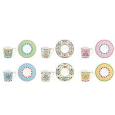 Easy Life Set skodelica za črno kavo s podstavkom Spring Folk 100ml / 6 kos / porcelan