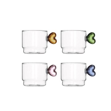 Brandani Set skodelica za črno kavo Rainbow 90ml / 4 kos / steklo