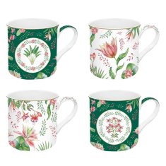Easy Life Set lonček Botanic Chic 300ml / 4 kos / porcelan