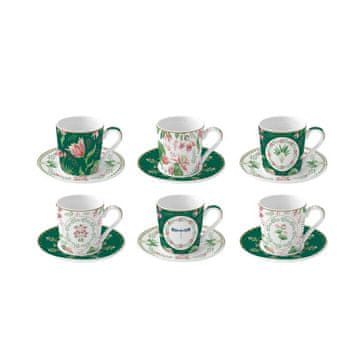 Easy Life Set skodelica za črno kavo s podstavkom Botanic Chic 100ml / 6 kos / porcelan