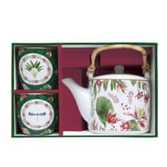 Easy Life Set čajnik 600ml + 2 kozarca 160ml Botanic Chic / 3 kos / porcelan