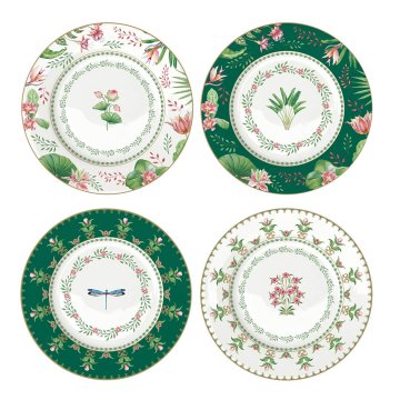 Easy Life Set desertni krožnik Botanic Chic 16cm / 4 kos / porcelan